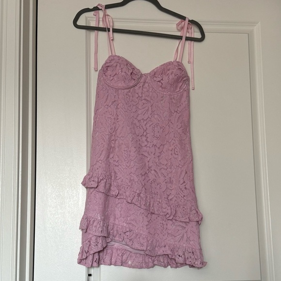 ASTR Tie Straps Lace Ruffle Mini Dress - Picture 3 of 5